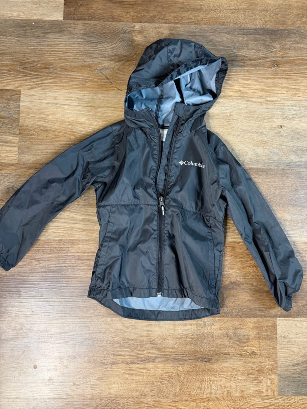 Columbia Kids Black Hooded Rain Jacket